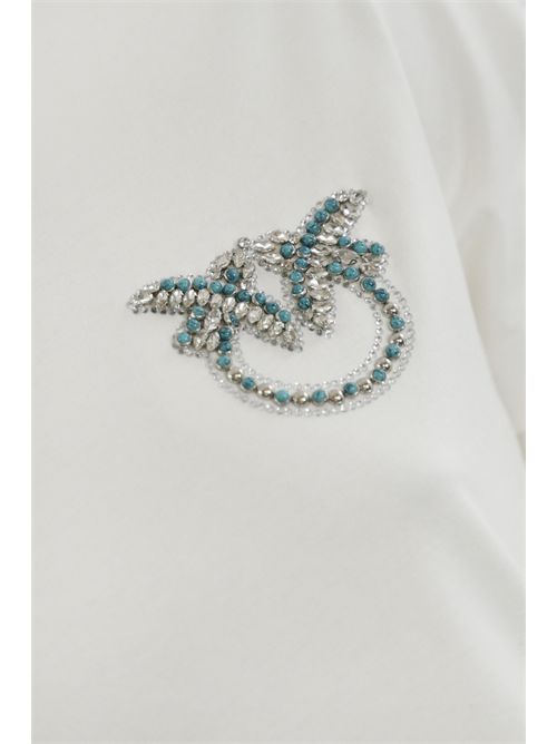 T-shirt con ricamo gioiello Nambrone in cotone Bianco PINKO | 103320 A2G7Z05